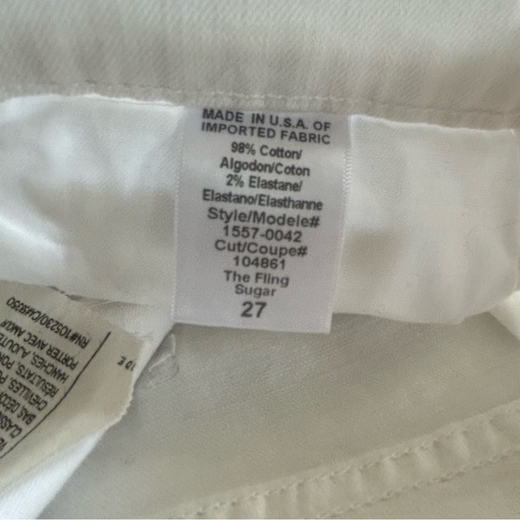 Current Elliott The Fling Slim Boyfriend Jean Sugar White Denim Sz 27 NWT - Picture 13 of 15
